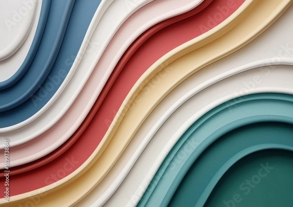 Fototapeta Colorful Abstract Waves of Layered Material in Soft Tones and Textures