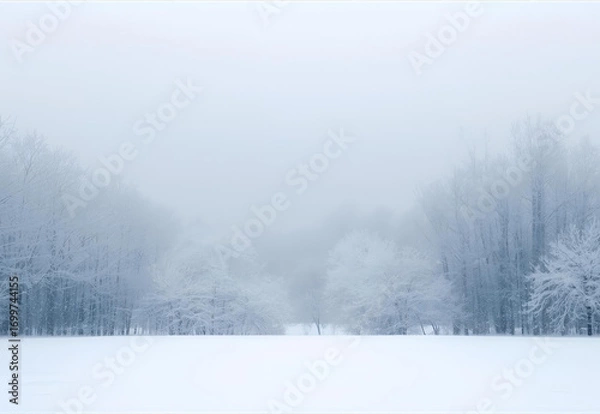 Fototapeta snow trees in the fog