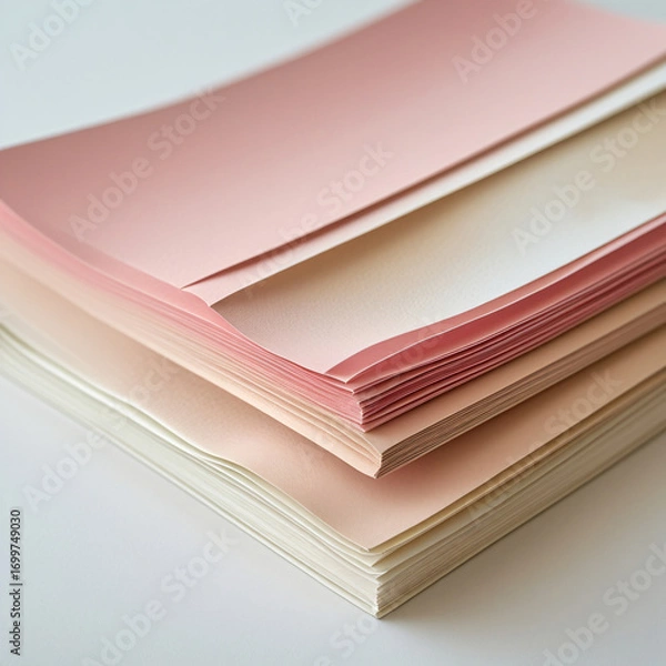 Fototapeta Artistic Macro Shot of Folded Paper in Soft Pink and Beige Shades, Subtle Gradients and Serene Minimalist Composition with Gentle Creases