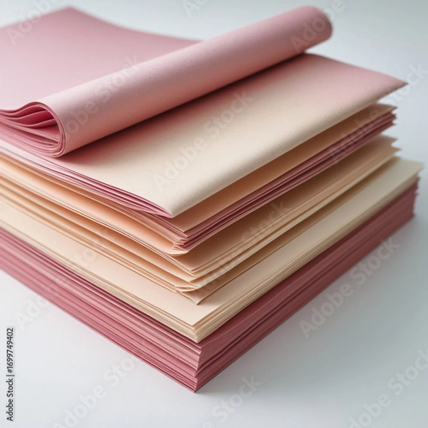 Fototapeta Artistic Macro Shot of Folded Paper in Soft Pink and Beige Shades, Subtle Gradients and Serene Minimalist Composition with Gentle Creases