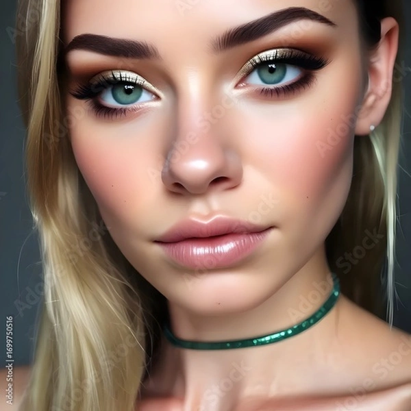 Fototapeta Alluring Beauty: A Close-Up Portrait of an Elegant Woman