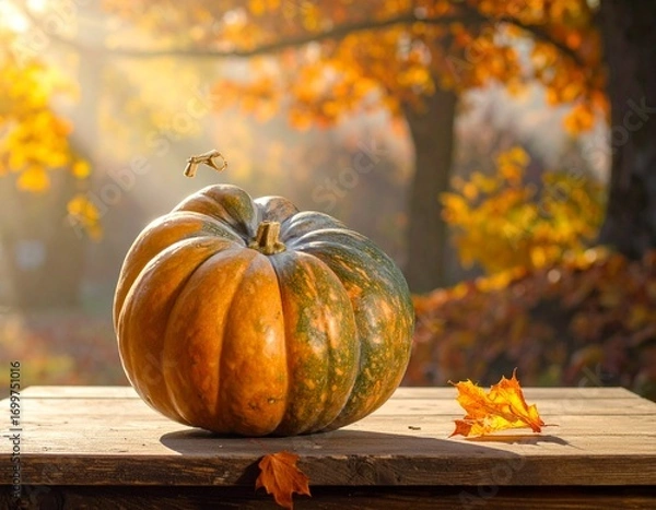 Obraz pumpkin and autumn leaves