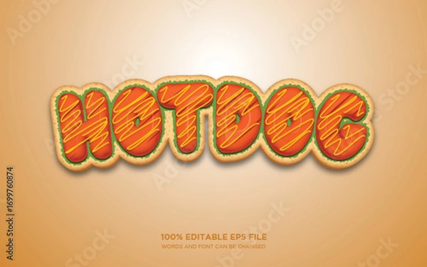 Fototapeta hot dog 3D editable text style effect	
