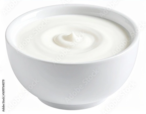 Obraz Creamy yogurt in a white bowl, exhibiting smooth textures and a simple, elegant design.