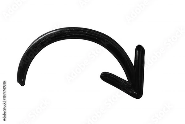 Obraz Thick, black, hand-drawn arrow pointing downwards, isolated on a transparent background, perfect for digital design and web projects