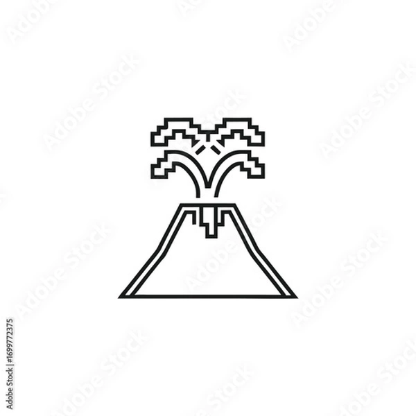 Obraz Minimalist Outline of Volcano Erupting on White Background