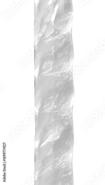 Obraz Wrinkled transparent plastic strip, narrow and glossy, isolated