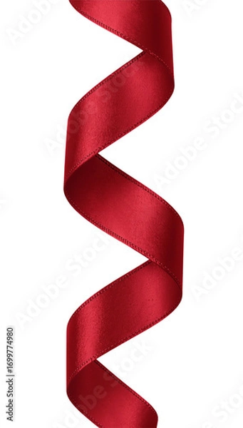 Obraz Long red satin ribbon serpentine, isolated
