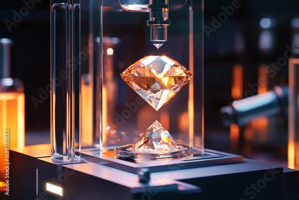 Fototapeta Diamond inspection machine precise gem assessment technology advanced equipment