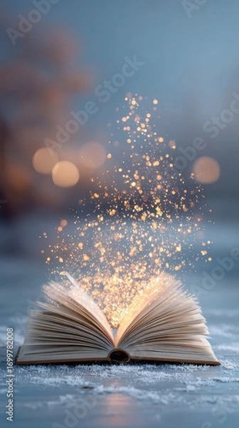 Fototapeta Celebrating International Literacy Day with a Magical Book Illuminating Knowledge and Imagination