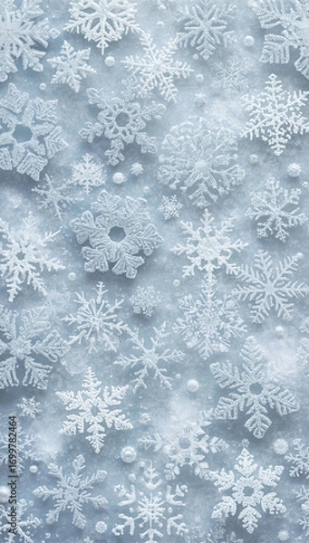 Obraz Frosted snowflake pattern on icy blue background