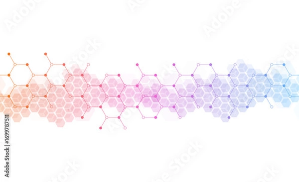 Fototapeta Abstract hexagonal background. Molecular structure and genetic engineering. Innovation technology. Used for design healthcare, science and medicine background