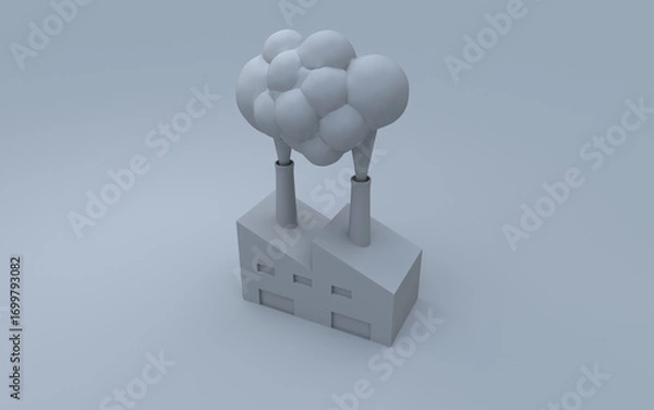 Fototapeta 煙を出す工場のシンプルなイラスト