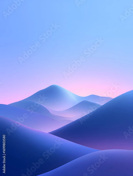 Fototapeta Abstract minimalist mountain landscape with soft light