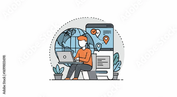 Obraz Vector illustration digital nomad