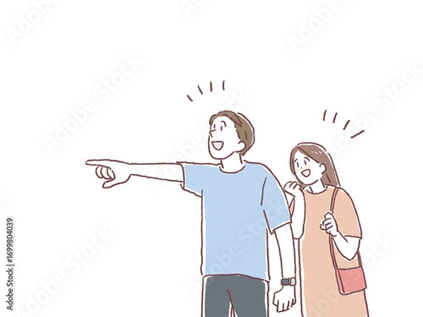 Fototapeta 指をさすカップル、夫婦