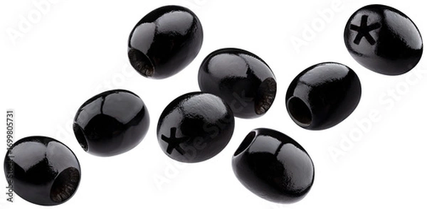 Obraz Black pitted olives isolated on white background with clipping path, full depth of field