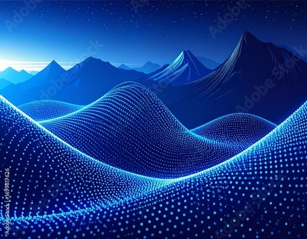 Obraz Abstract digital landscape at night