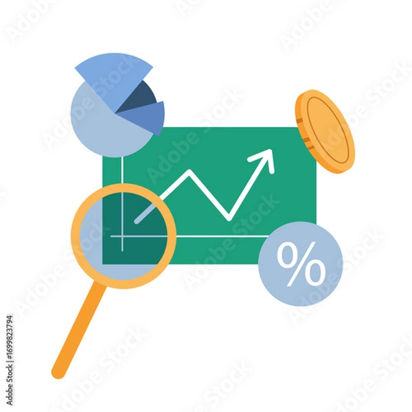 Fototapeta Business Analytics, Statistics and Data Analysis Concept. Infographic Element. Flat Vector illustration.