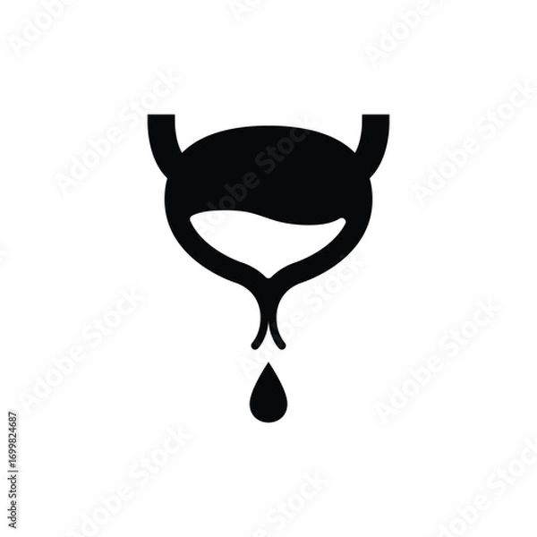 Fototapeta Bladder infection icon. Simple glyph style. Incontinence, urinary, bladder, cancer, tract, disorder, problem, infection, health element concept. Silhouette, solid symbol. Isolated design.