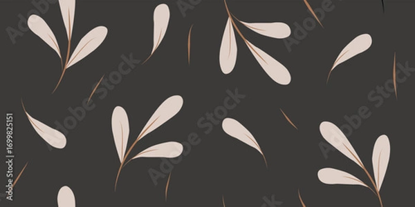 Fototapeta Elegant Floral Composition with Subtle Beige Leaves Pattern