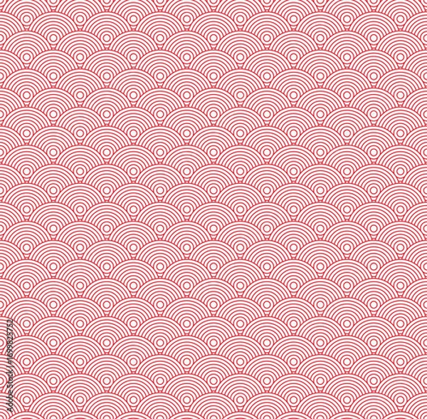 Fototapeta Red Japanese wave seamless pattern background vector