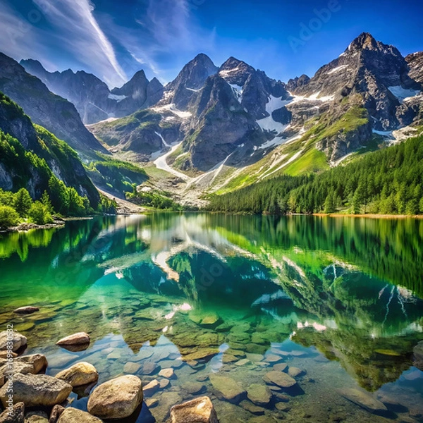 Fototapeta is the largest and one of the most famous lakes in the Tatra Mountains