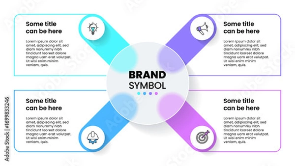 Obraz Infographic template. Glass circle with 4 banners