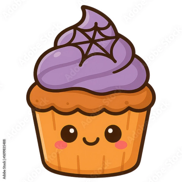 Obraz Cute Halloween Cupcake with Spider Web Frosting
