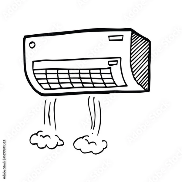 Obraz hand drawn doodle air conditioner illustration icon vector