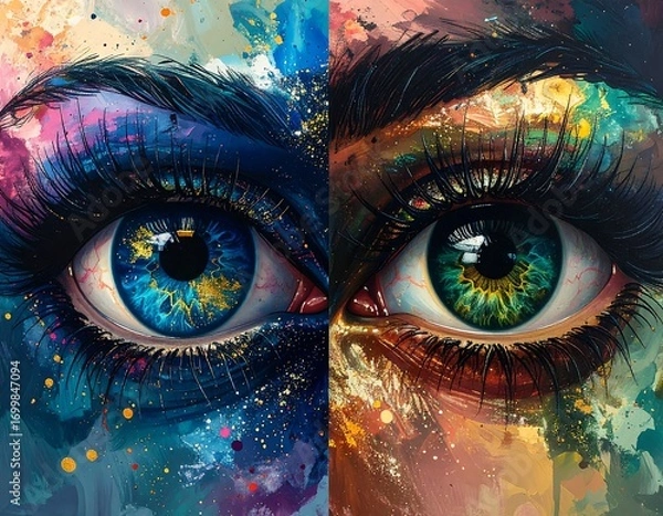 Obraz Abstract face, split eyes