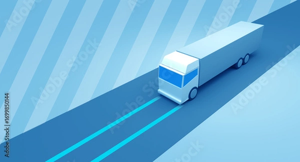 Fototapeta レーダーを使って道路を走る自動運転トラックのイメージ