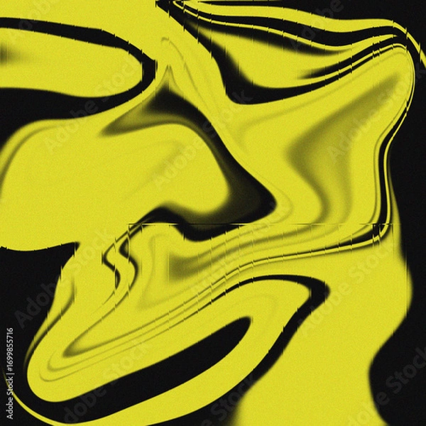 Fototapeta Abstract swirling yellow and black fluid dynamics texture for dynamic backgrounds