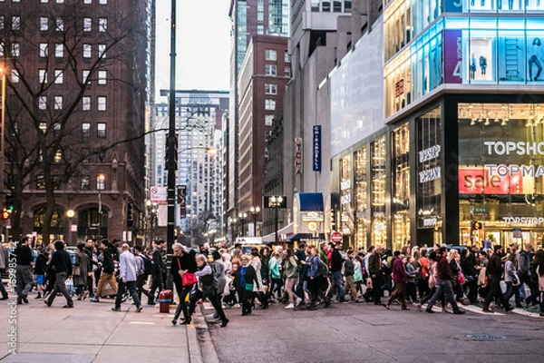 Fototapeta michigan ave tłumy na skrzyżowaniu