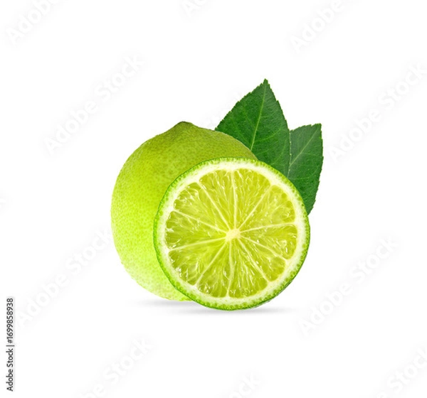 Fototapeta fresh lime slice on a white background,isolated
