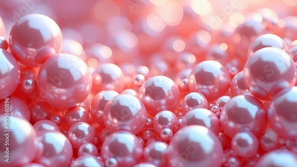 Fototapeta Beautiful pink pearl background, pearl pattern. The texture is made of beads in a delicate pink color. The concept of luxury, wealth and tenderness