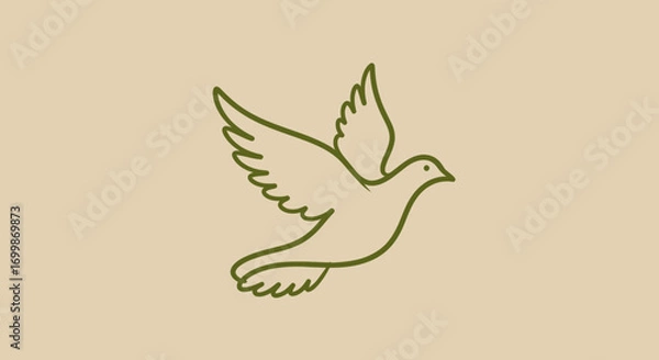 Fototapeta Simple Line Drawing of a Bird in Flight.