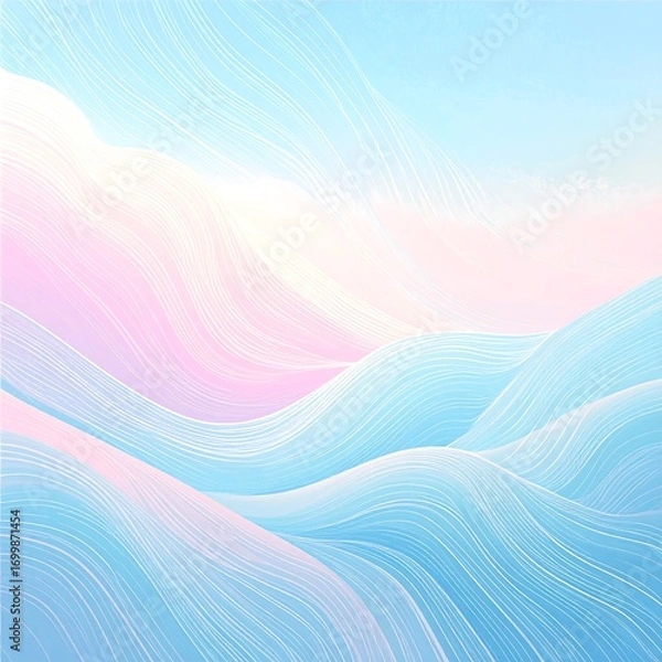 Obraz Abstract pastel wavy landscape