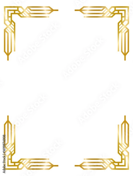 Fototapeta Decorative frames, Art Deco gold frame, vintage frame line collection png transparent background