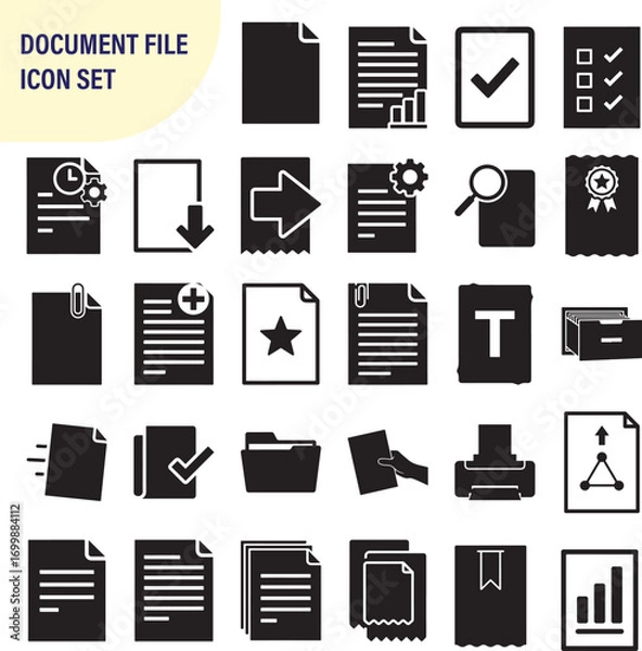 Fototapeta Document File Icon Set Silhouette Vector