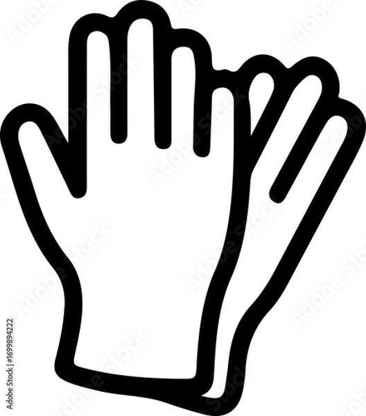 Fototapeta Simple outline icon of two hands, possibly wearing protective gloves, in a clean line art style.