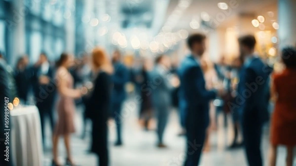 Fototapeta Blurred shot of business people at party in office center. High quality