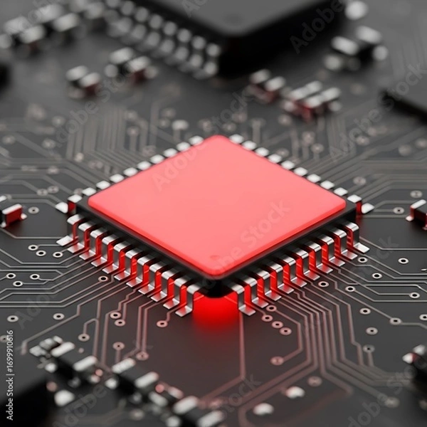 Fototapeta High-Tech Microchip on Circuit Board.