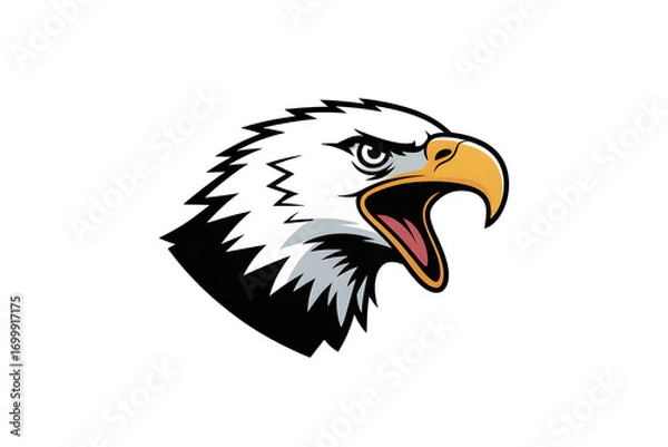 Fototapeta Eagle head roaring isolated on transparent background, vector illustration design