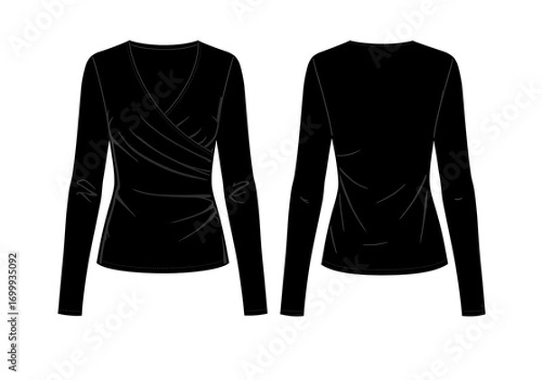 Obraz Elegant Black Wrap Top: Front & Back Design