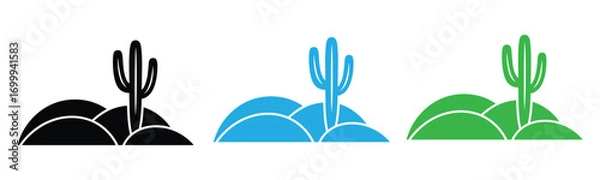 Fototapeta Cactus icon collection. Set ofcolouring cactus silhouette. Black and colourful  silhouettes of different cactus icons0