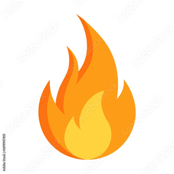 Obraz “Realistic orange and yellow flame isolated PNG, soft edges, glowing, transparent background”