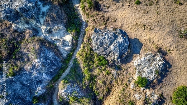 Fototapeta Aerial View of a Rocky Trail and Surrounding Landscape