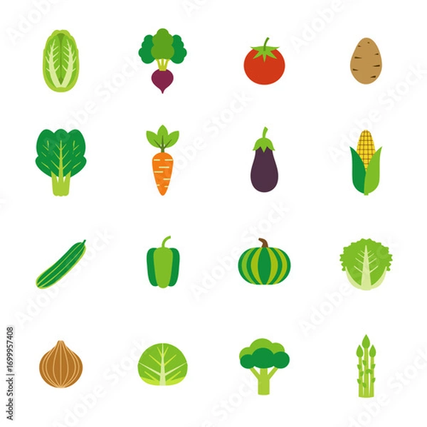Obraz 野菜のアイコンのセット　ベクターイラスト
