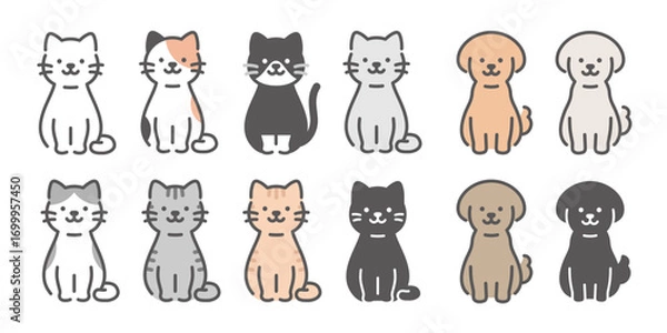 Fototapeta 犬猫　うちの子　ペットアイコン